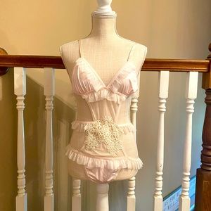 Like New Sheer Bodysuit with Crotchet Embroidery